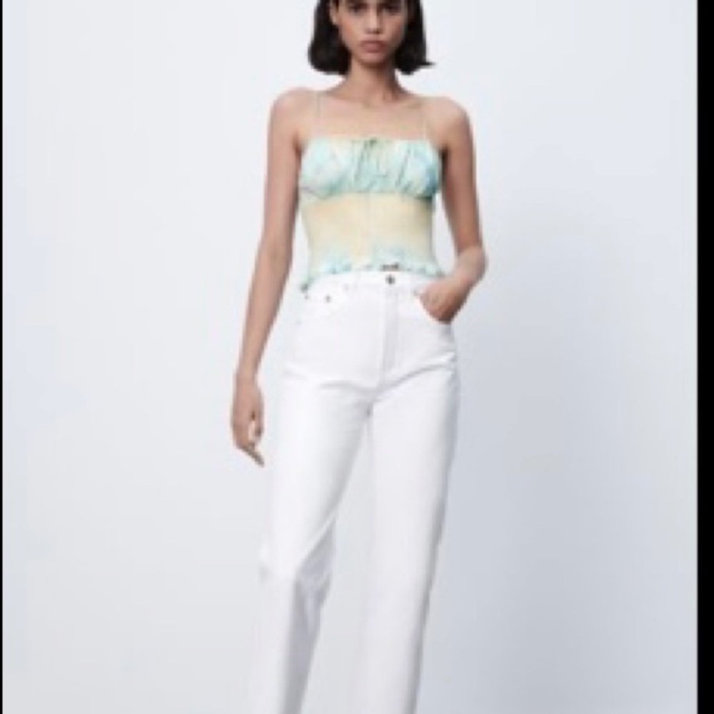 Zara print top slight cropped size medium